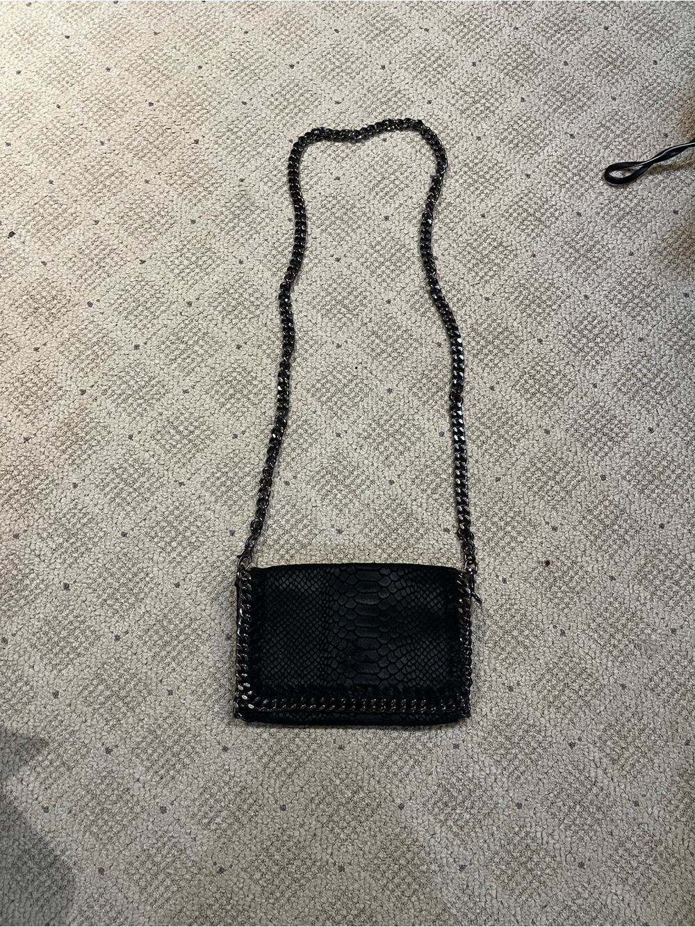 Borse In Pelle Leather Snake Skin Print Bag with Chain Strap..